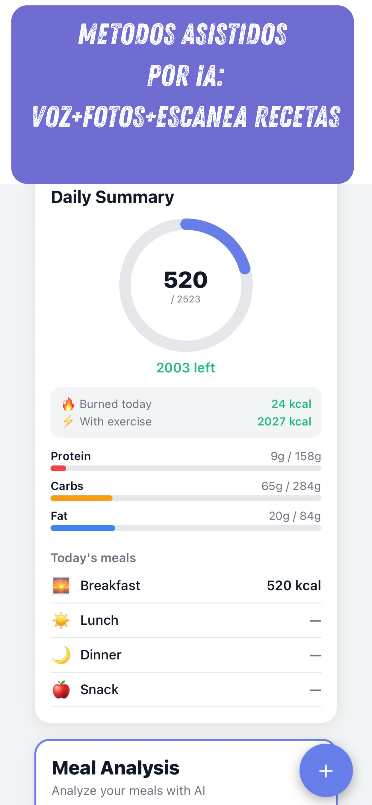 Pantalla principal con metodos asistidos por IA