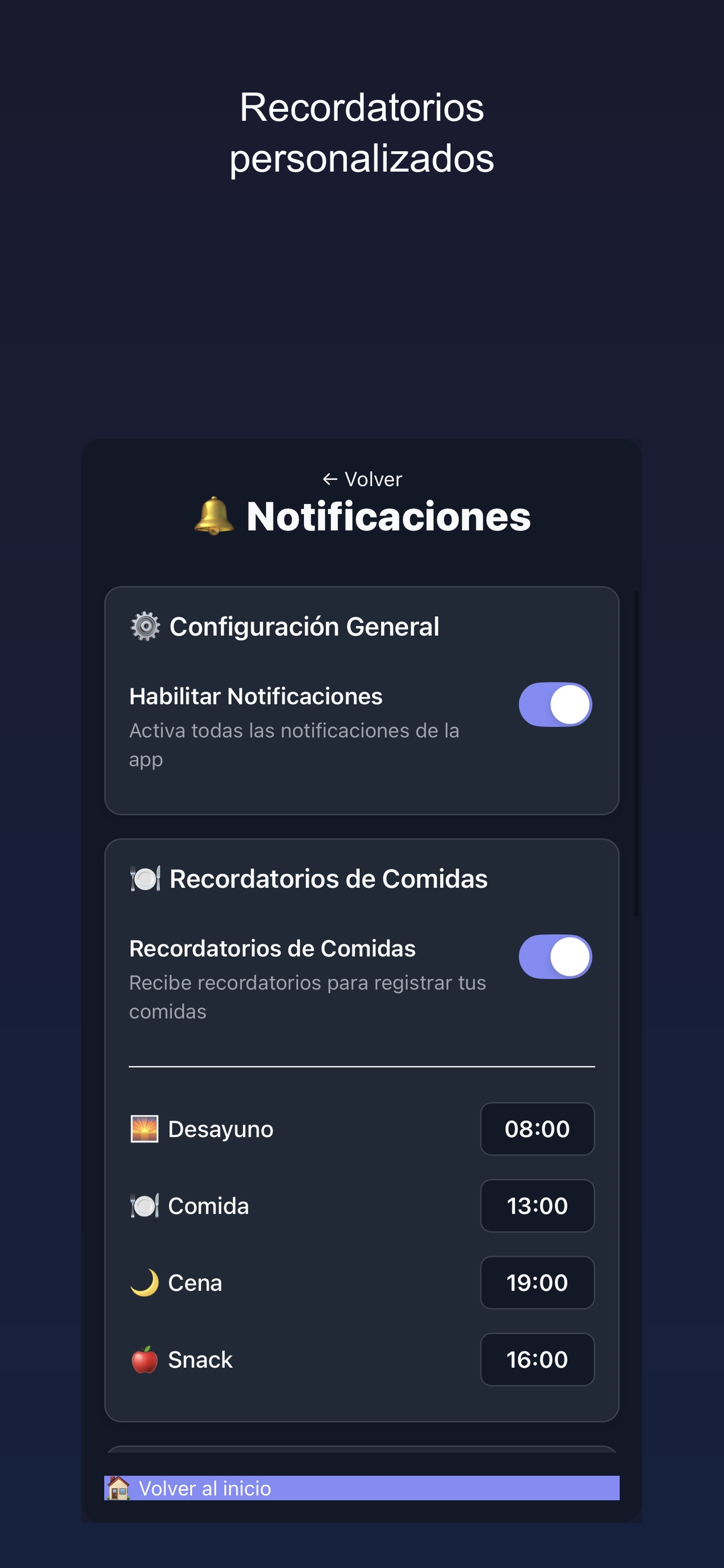 Recordatorios personalizados